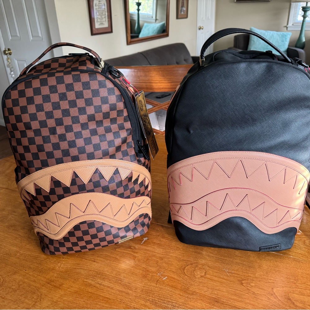 Sprayground Checkered and Black Backpack Duo